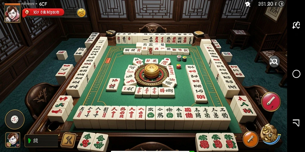 Tampilan gameplay menantang dalam 6CF permainan Mahjong.