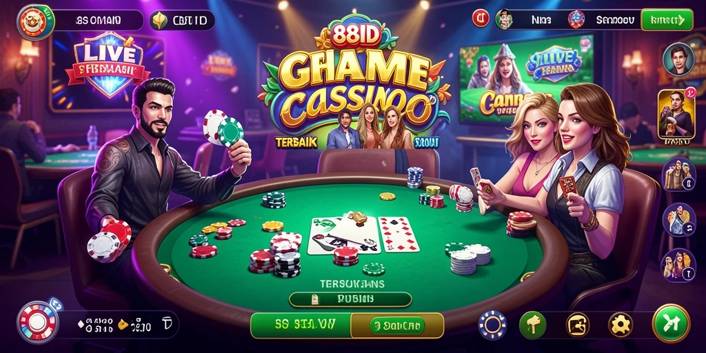Screenshot 88ID menampilkan dealer profesional dalam permainan Live Casino.