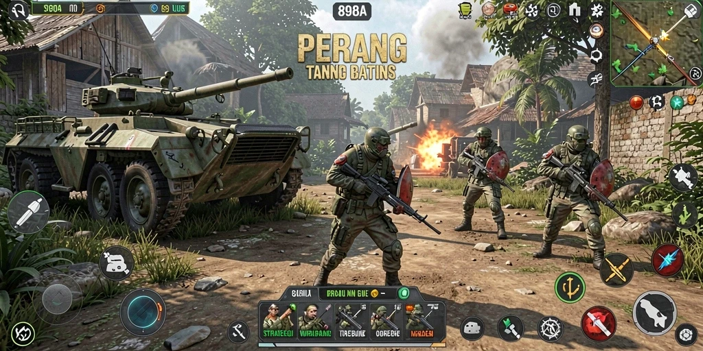 Tampilkan momen epik dari gameplay strategi SLG.