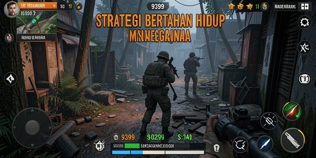 Screenshot gameplay 9399 menunjukkan pertempuran yang intens.
