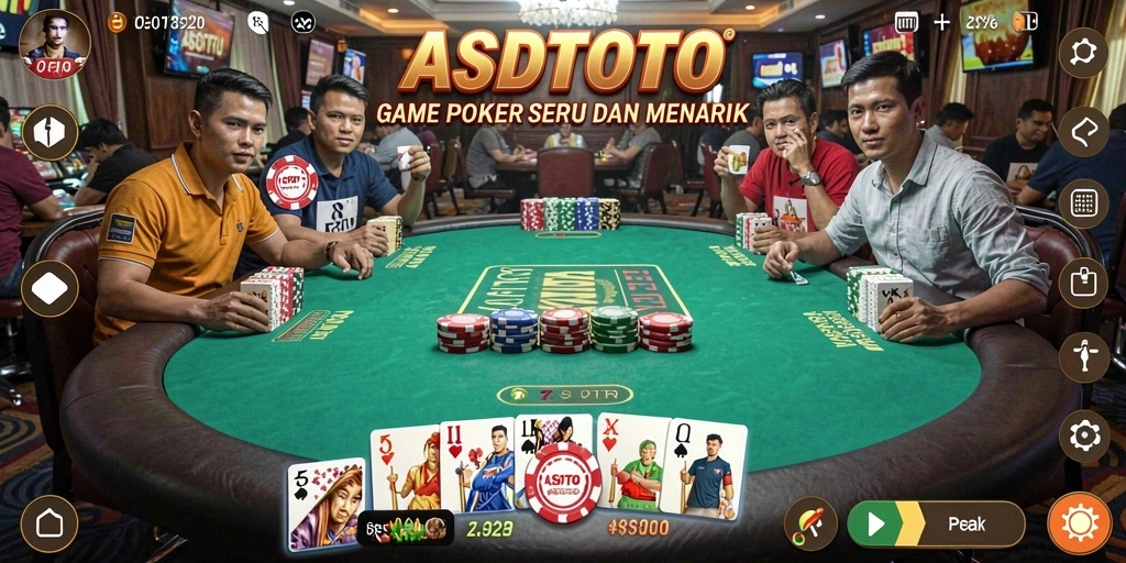 Tampilan gameplay ASDTOTO dengan suasana poker yang menegangkan.