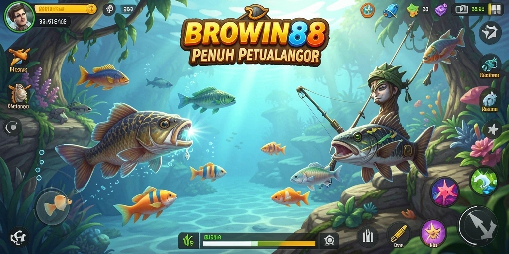 Screenshot gameplay BROWIN88 menampilkan aksi memancing yang seru dan menyenangkan.