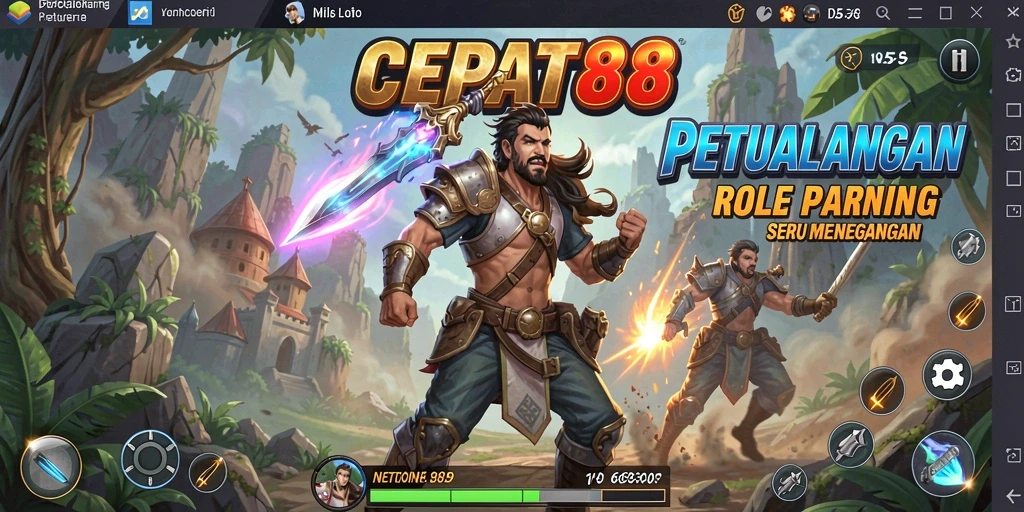 Screenshot utama CEPAT88 menunjukkan aksi pertarungan epik dalam permainan ARPG.
