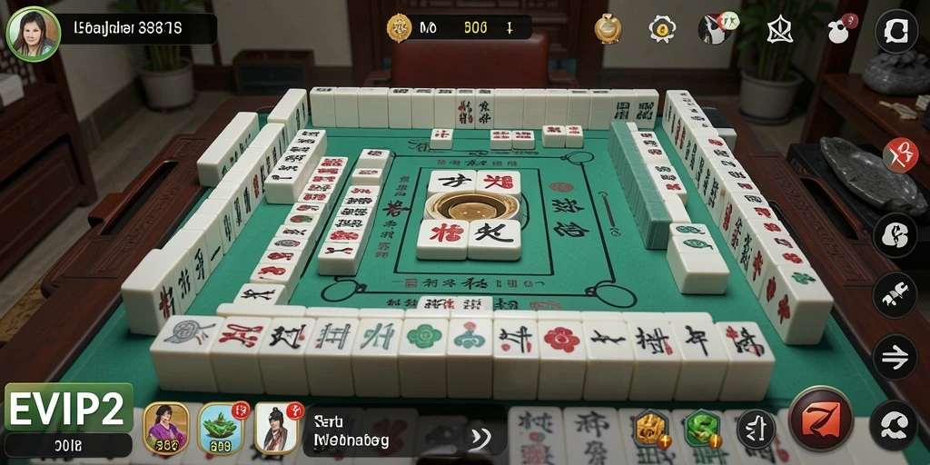 Tangkapan layar EVIP2 menampilkan gameplay Mahjong yang menarik.