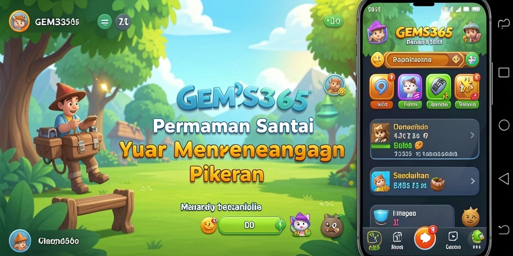 Tampilan gameplay GEMS365 yang penuh warna dan menyenangkan.