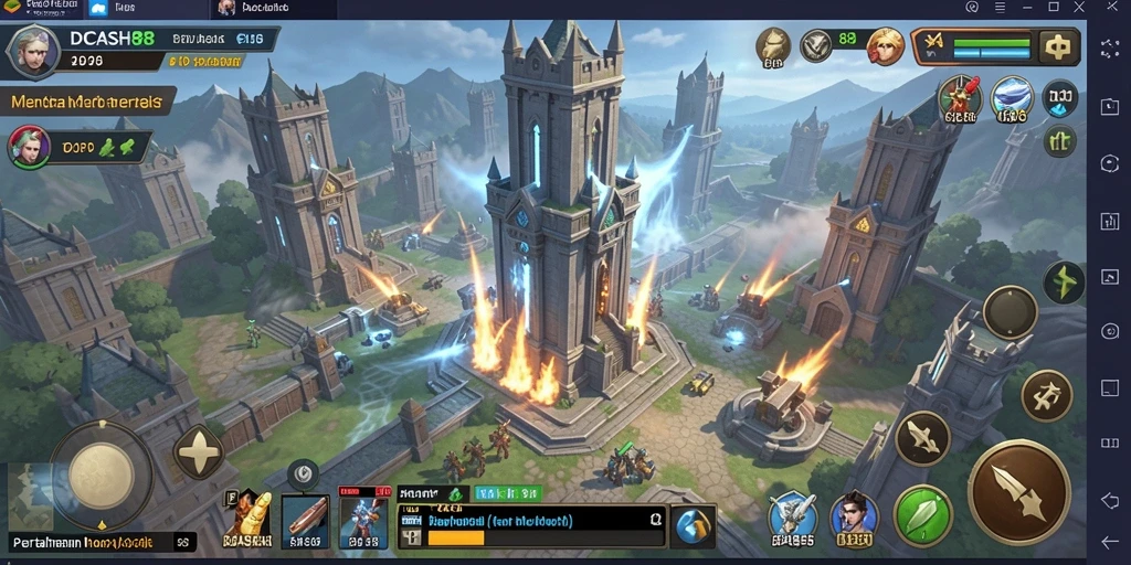 Tampilan menakjubkan saat gameplay Tower Defense IDCASH88.