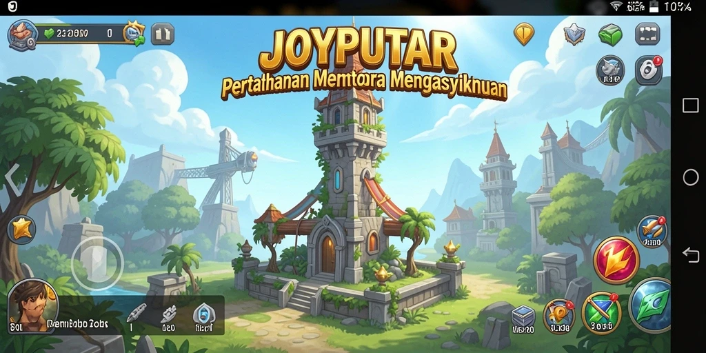 Gameplay seru JOYPUTAR dengan pertahanan menara yang dinamis.