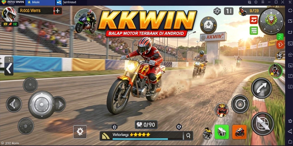 Tangkapan layar gameplay menampilkan aksi balap motor yang mendebarkan.