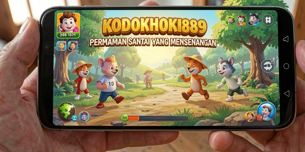 Tampilan gameplay KODOKHOKI889 yang cerah dan menghibur.