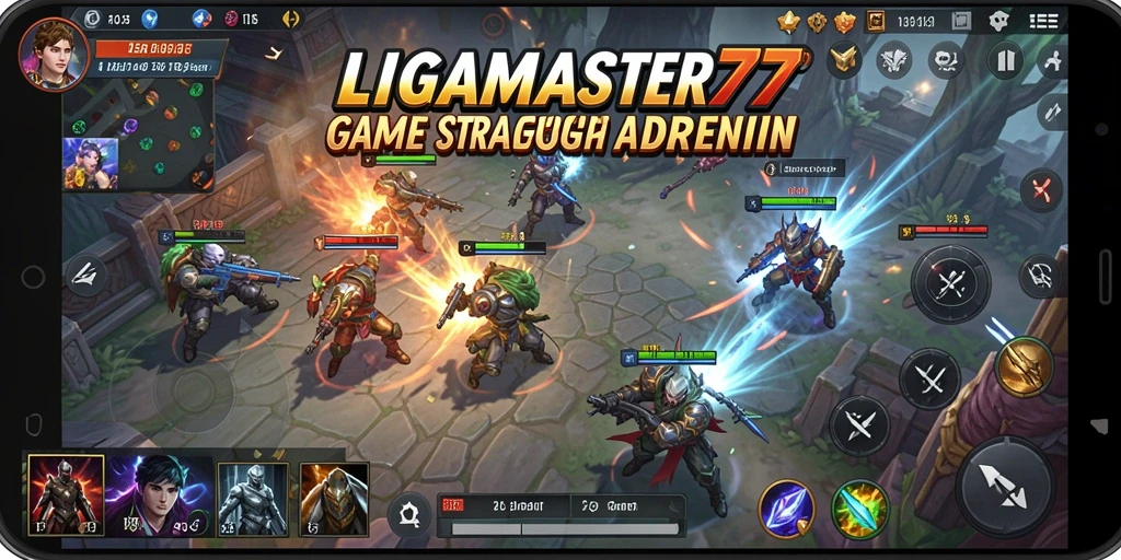 Tampilan petualangan strategis dalam LIGAMASTER77.