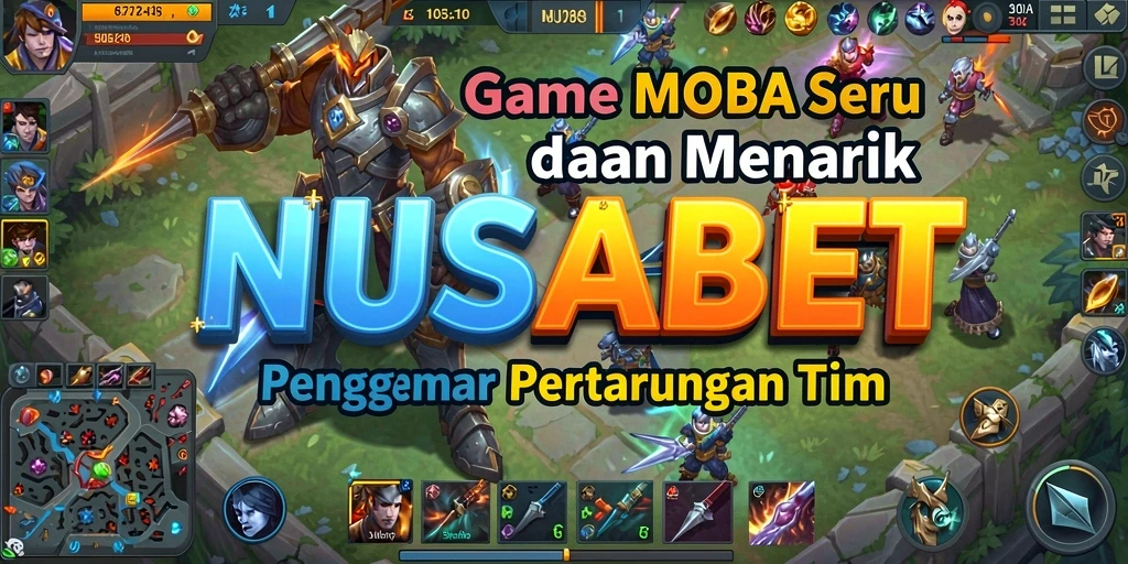 Tampilan gameplay seru dalam NUSABET saat pertarungan tim berlangsung.