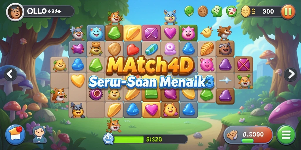 Tampilan gameplay seru dari OLLO4D dengan elemen Match-3.