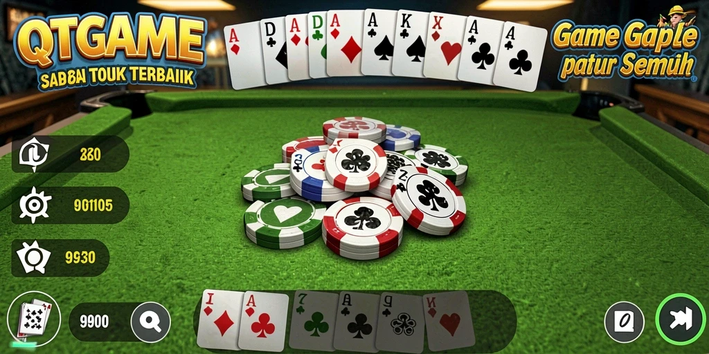 Tampilan gameplay Gaple yang seru dan menarik di QTGAME.