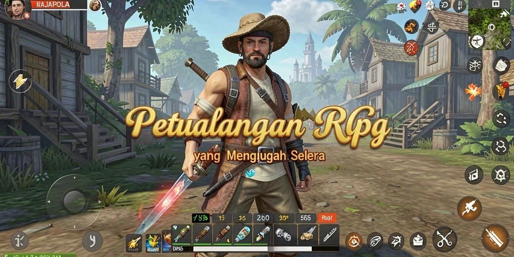 Tampilan gameplay menegangkan dalam RAJAPOLA yang memukau.