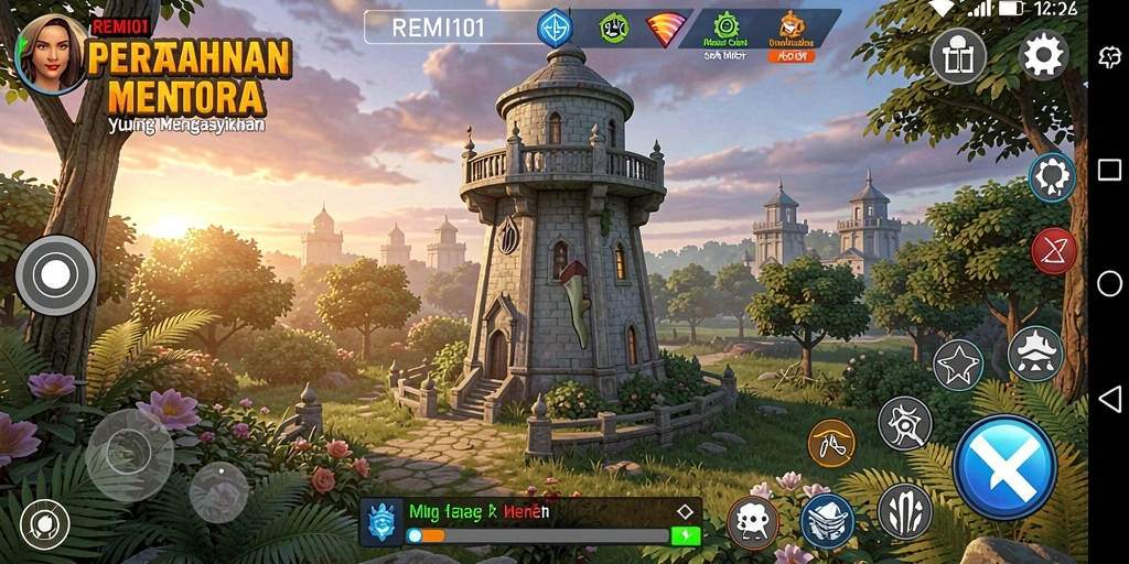 Tampilan strategi seru dalam gameplay Tower Defense REMI101.
