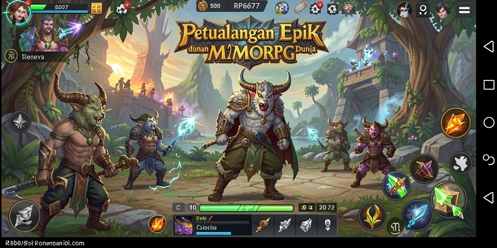Tangkapan layar gameplay RP6677 menunjukkan pertarungan seru antara pemain dan monster.