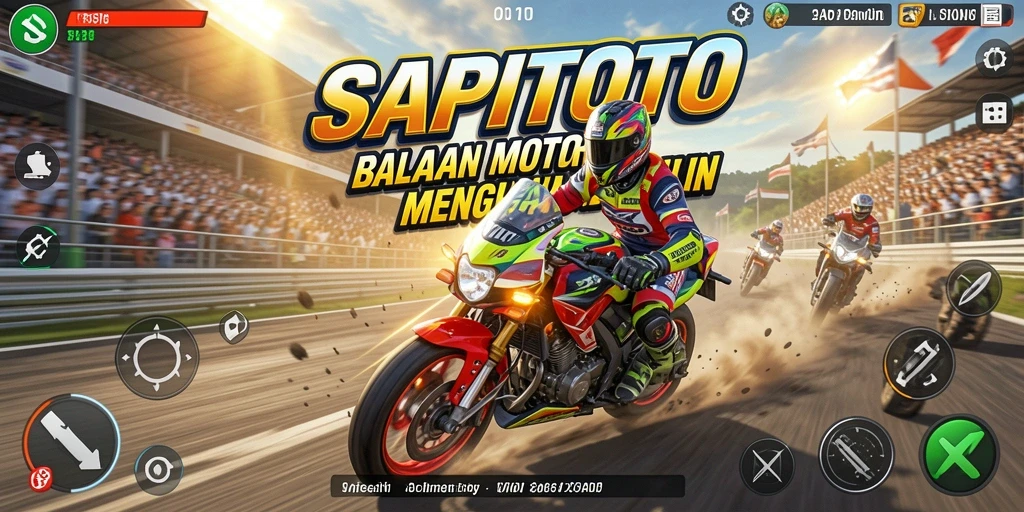 Screenshot gameplay menampilkan aksi seru balapan motor.