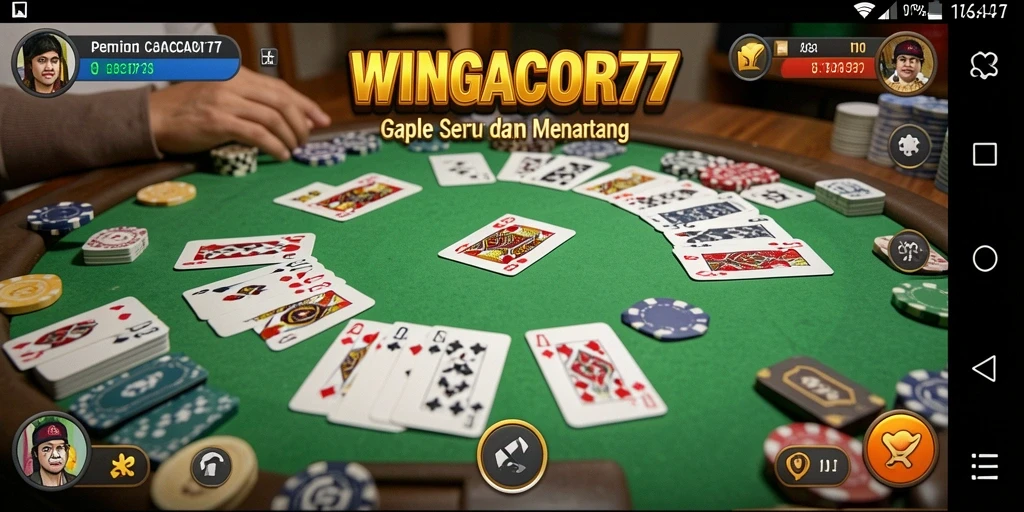 Screenshot gameplay WINGACOR77 yang menampilkan suasana permainan Gaple.