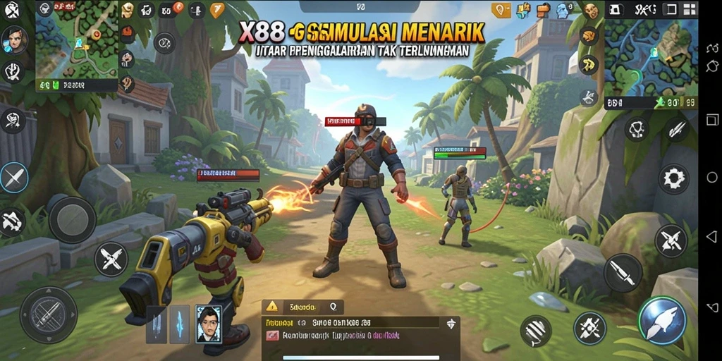 Tampilan gameplay menarik dari X88 yang menunjukkan simulasi mendalam.
